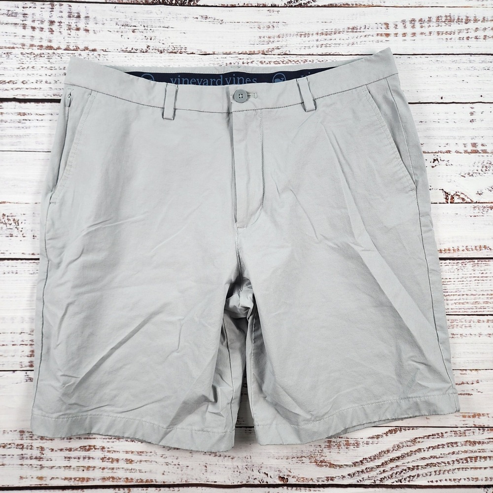 Vineyard Vines On The Go Shorts Mens Size 34 Gray Performance Cotton Nylon Blend